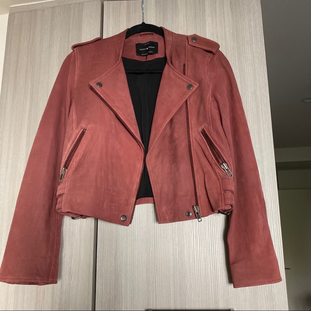 Red leather Moto jacket